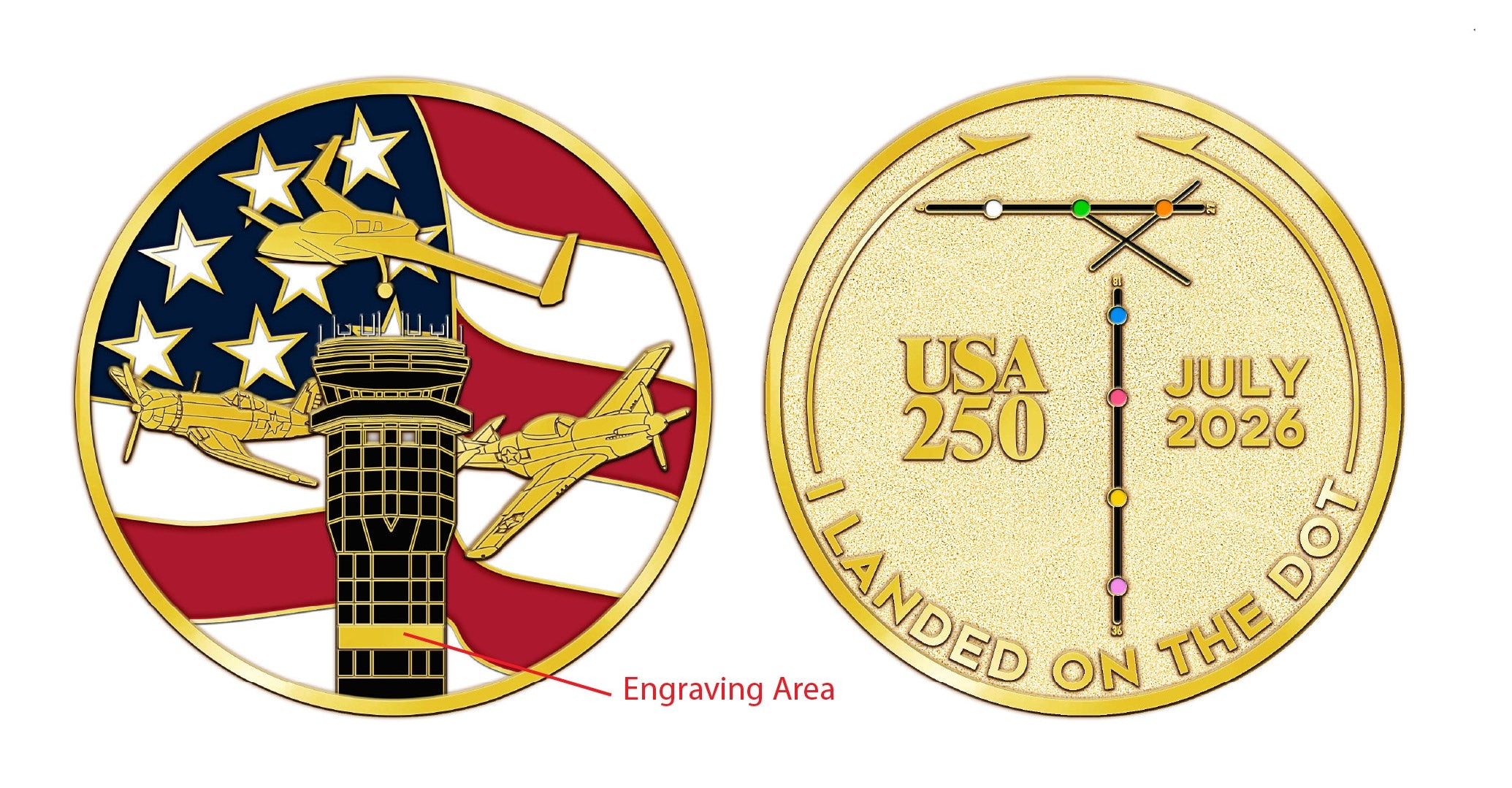 Limited Edition Gold On The DOT Challenge Coin (1,501-2,000)